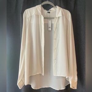 Theory white button blouse 100% silk. NWT